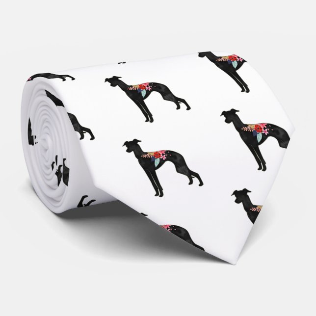 Italian Greyhound Dog Breed Bohemian Floral Saddle Tie (Rolled)