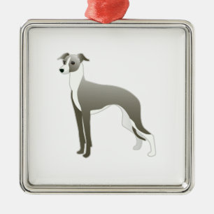 Italian Greyhound Dog Breed Illustration Silhouett Metal Tree Decoration