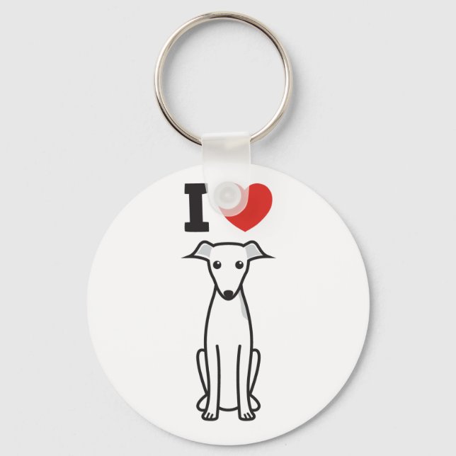 Italian Greyhound Dog Cartoon Key Ring (Front)