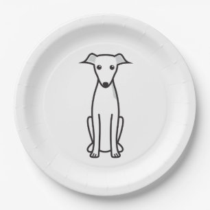 Italian Greyhound Dog Cartoon Paper Plate