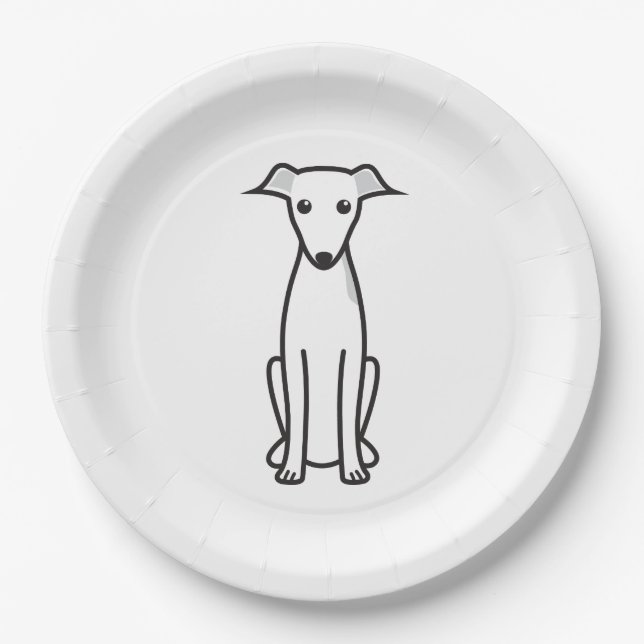 Italian Greyhound Dog Cartoon Paper Plate (Front)
