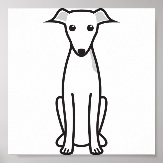 Italian Greyhound Dog Cartoon Poster (Front)