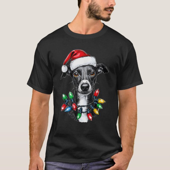 Italian Greyhound Dog Christmas Hat Xmas  T-Shirt (Front)