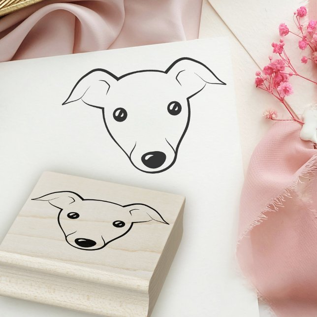 Italian Greyhound Dog Cute Puppy Cartoon Rubber Stamp (Creator Uploaded)