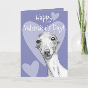 Italian Greyhound dog Cute Valentines day Love Holiday Card