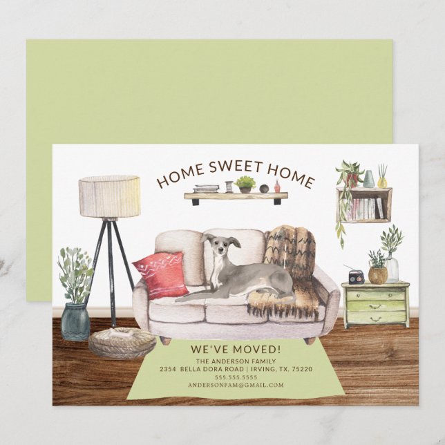 Italian Greyhound Dog Moving Announcement (Front/Back)