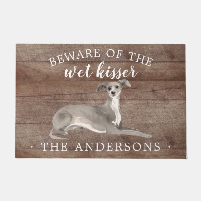 Italian Greyhound Dog Personalised Door Mat (Front)