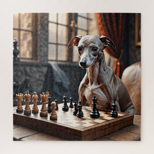 Italian Greyhound Dog Playing Chess Jigsaw Puzzle