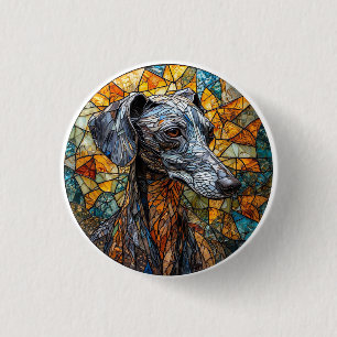 Italian Greyhound dog Stained Glass Art 3 Cm Round Badge