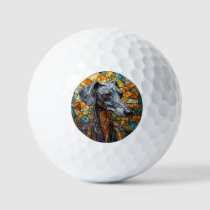 Italian Greyhound dog Stained Glass Art Golf Balls
