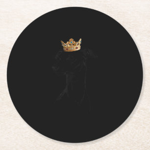Italian Greyhound Dog Wearing Crown T-Shirt Round Paper Coaster