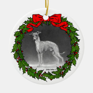 Italian Greyhound Drawing by Glenda S. Harlan Ceramic Tree Decoration