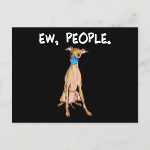 italian greyhound ew people dog wearing face mask announcement postcard