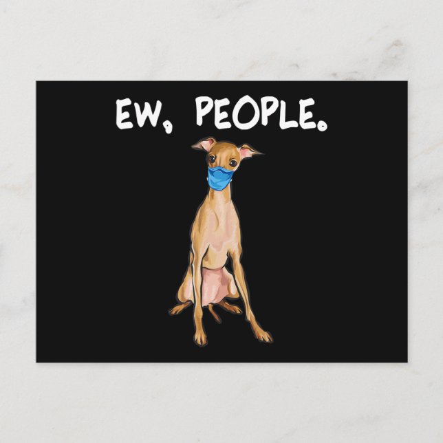 italian greyhound ew people dog wearing face mask announcement postcard (Front)