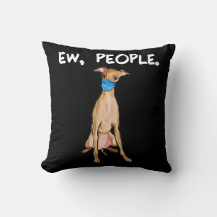 italian greyhound ew people dog wearing face mask cushion