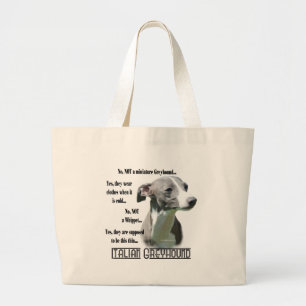 Italian Greyhound FAQ Large Tote Bag
