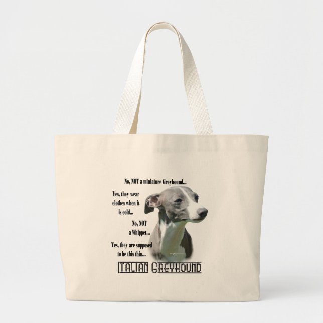 Italian Greyhound FAQ Large Tote Bag (Front)