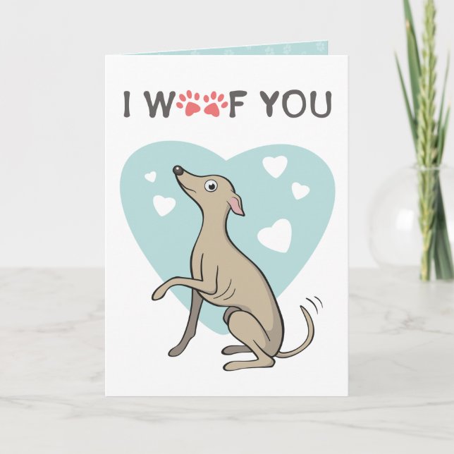 Italian Greyhound Fawn Iggy Cute Cartoon Dog Love Card (Front)