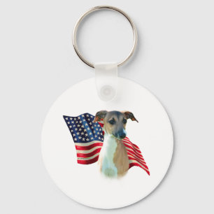 Italian Greyhound Flag Key Ring