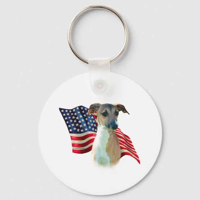Italian Greyhound Flag Key Ring (Front)
