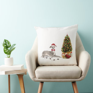 Italian Greyhound Funny Christmas Dog with Tree Cushion