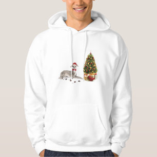 Italian Greyhound Funny Christmas Dog with Tree Hoodie