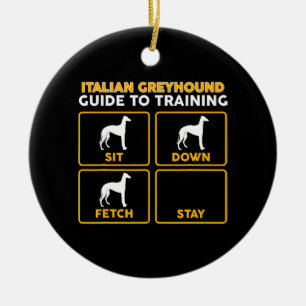 italian greyhound funny guide to training ceramic tree decoration