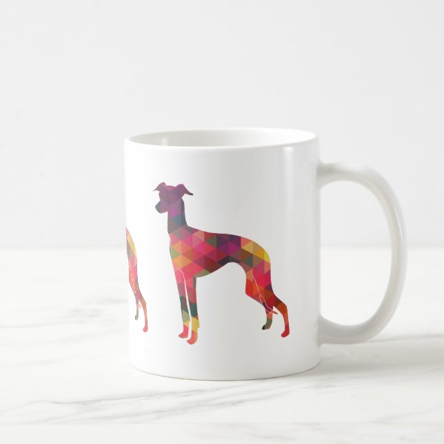 Italian Greyhound Geo Pattern Silhouette - Multi Coffee Mug (Right)
