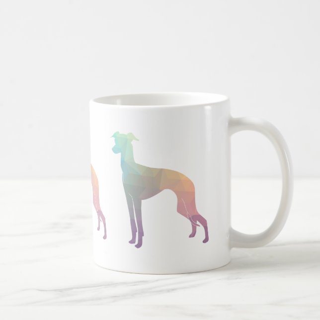 Italian Greyhound Geo Pattern Silhouette - Pastel Coffee Mug (Right)