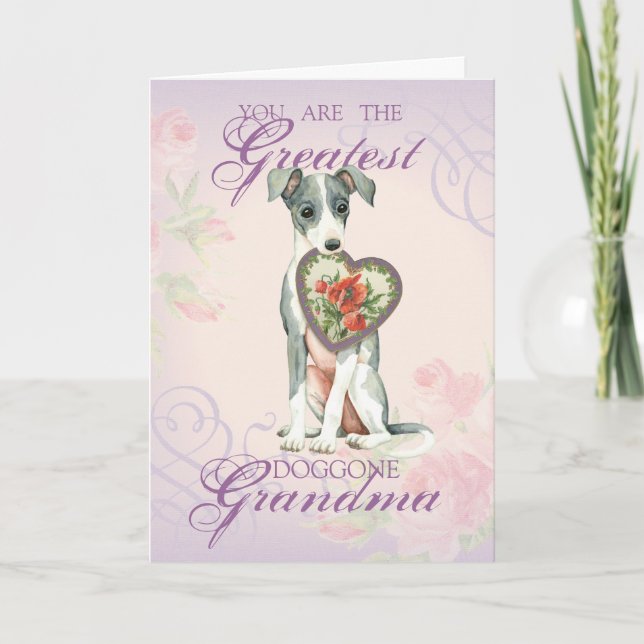 Italian Greyhound Heart Grandma Card (Front)