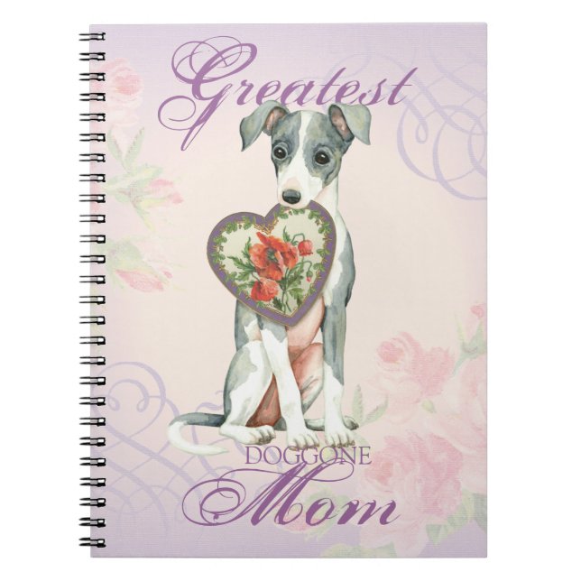 Italian Greyhound Heart Mum Notebook (Front)