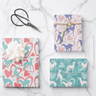 Italian greyhound Hearts Paw Cute Dog Love Pattern Wrapping Paper Sheet