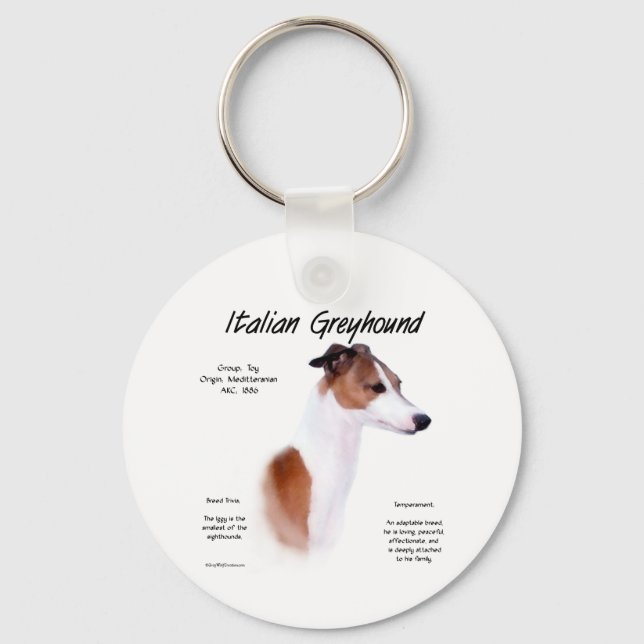 Italian Greyhound History Design Key Ring (Front)