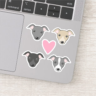 Italian greyhound Iggy Pink heart Cute cartoon Set