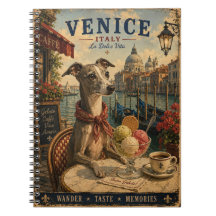 Italian Greyhound in Venice Vintage Travel Art