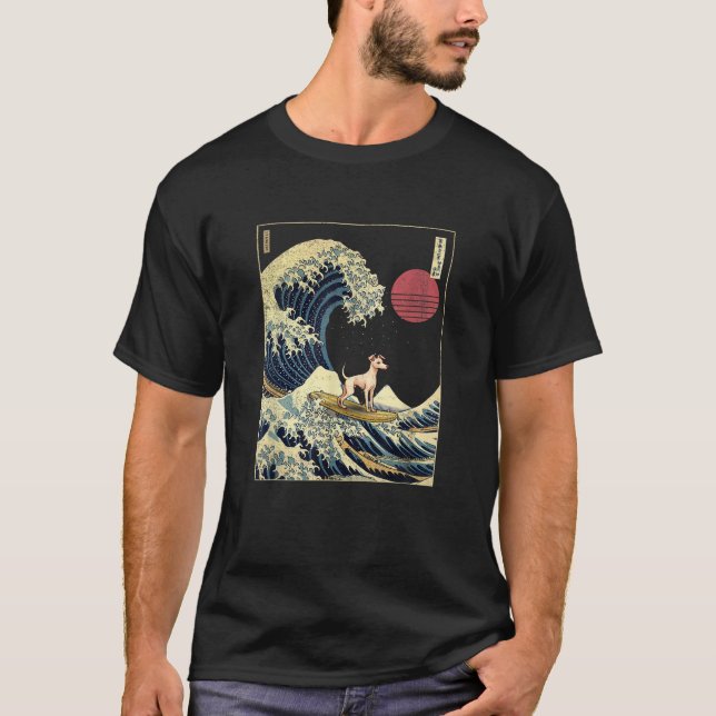 Italian Greyhound Japanese Kanagawa Wave Funny Sur T-Shirt (Front)