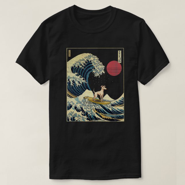 Italian Greyhound Japanese Kanagawa Wave Funny Sur T-Shirt (Design Front)