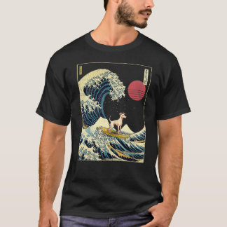 Italian Greyhound Japanese Kanagawa Wave Funny Sur T-Shirt