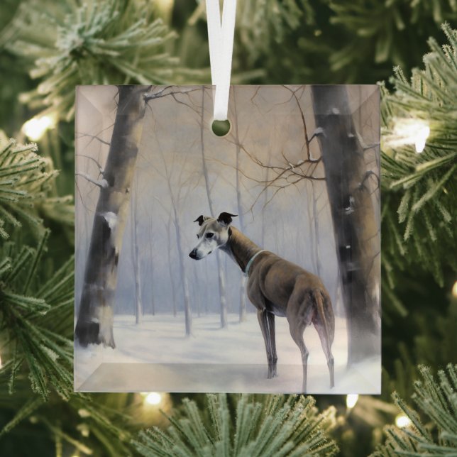 Italian Greyhound Let It Snow Christmas Glass Tree Decoration (Insitu)