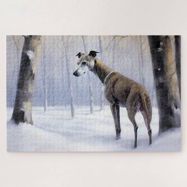 Italian Greyhound Let It Snow Christmas Jigsaw Puzzle (Horizontal)