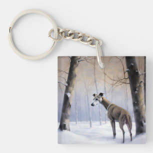 Italian Greyhound Let It Snow Christmas Key Ring