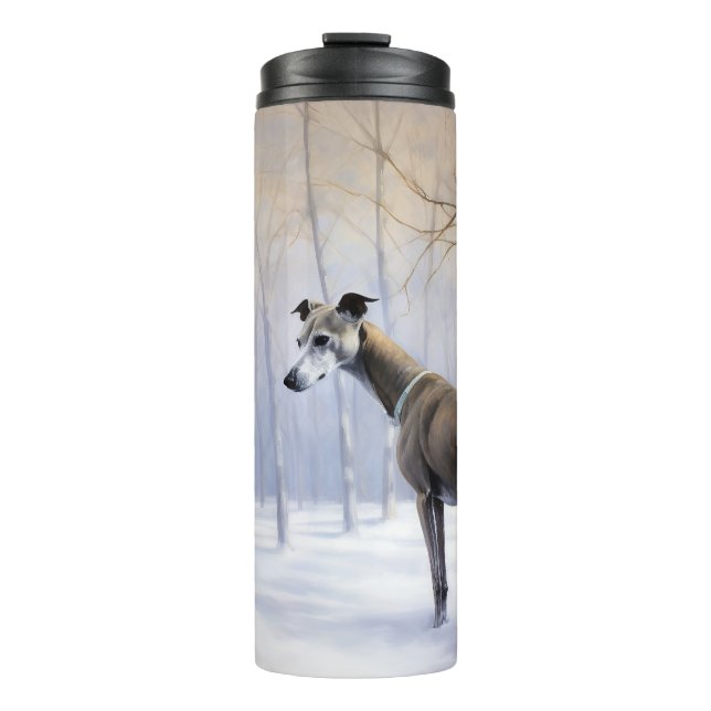 Italian Greyhound Let It Snow Christmas Thermal Tumbler (Front)