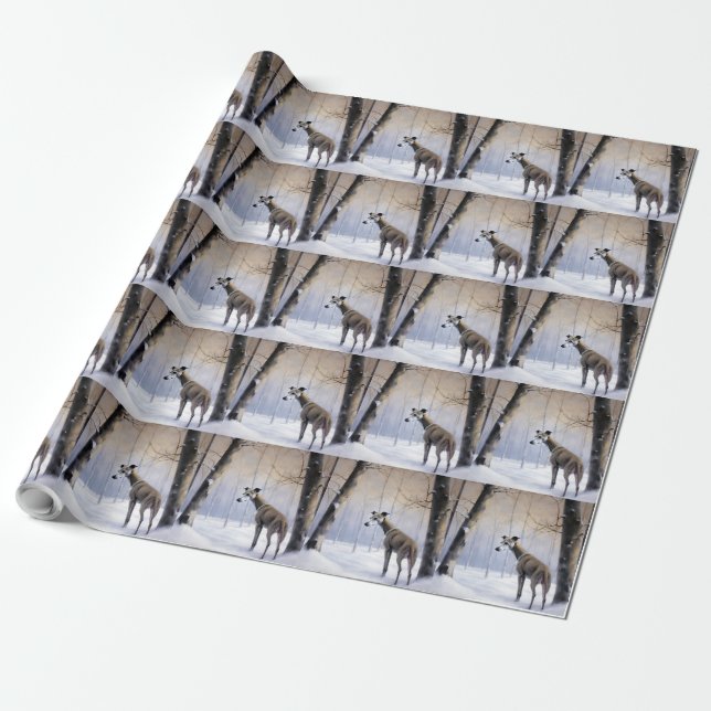 Italian Greyhound Let It Snow Christmas Wrapping Paper (Unrolled)