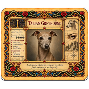 Italian Greyhound, Mediaeval Bestiary Art Mouse Mat