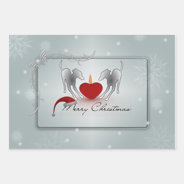 Italian Greyhound Merry Christmas Wrapping Paper Sheet (Front)