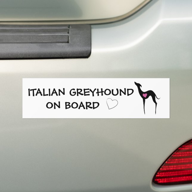 Italian greyhound on board Iggy dog silhouette Bumper Sticker (On Car)