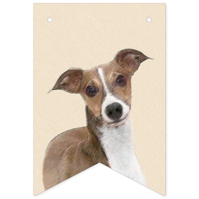 Italian Greyhound Painting - Cute Original Dog Art Bunting (First Flag)