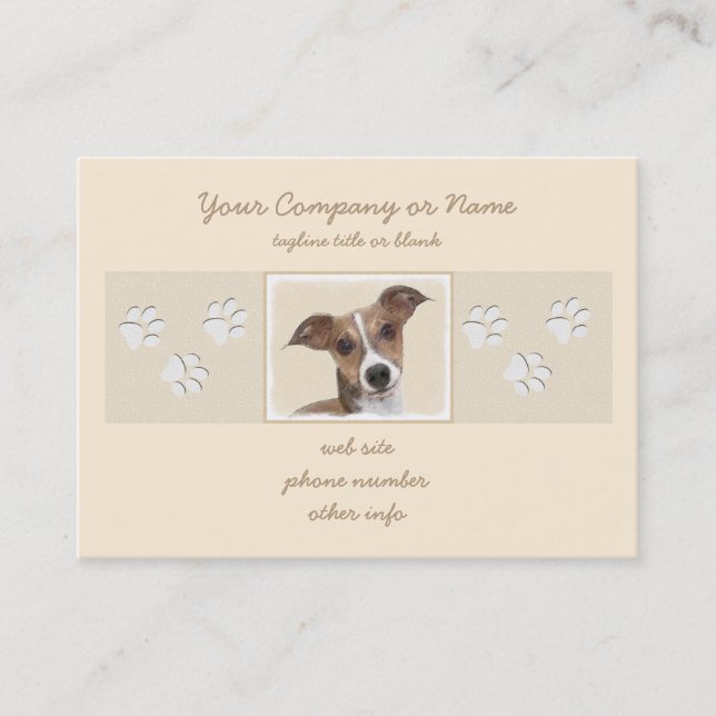 Italian Greyhound Painting - Cute Original Dog Art Business Card (Front)