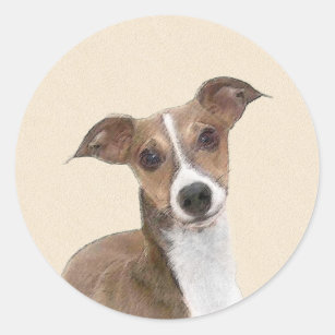 Italian Greyhound Painting - Cute Original Dog Art Classic Round Sticker