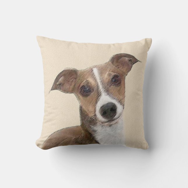 Italian Greyhound Painting - Cute Original Dog Art Cushion (Front)